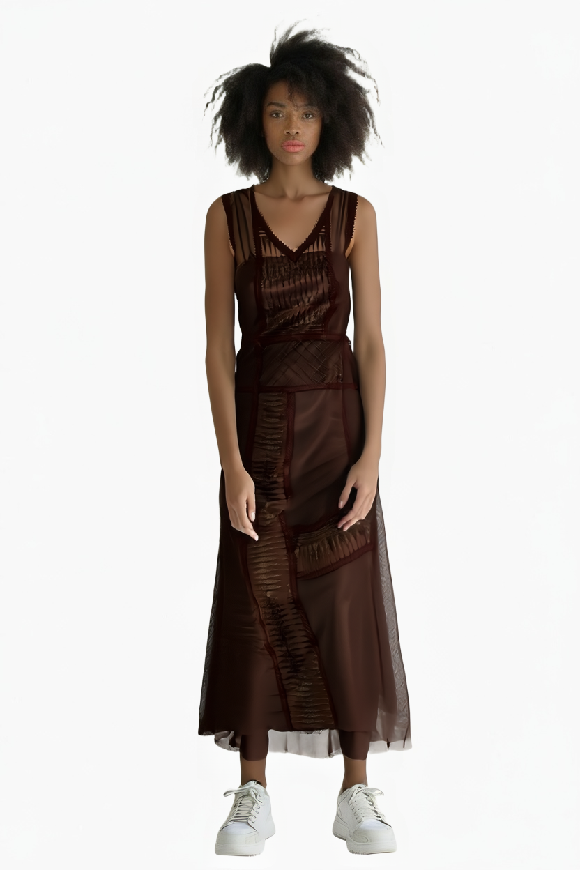 Alberta Ferretti Semi-Transparent Dress with Silk Slip: Ethereal Romance – Layered Luxury Steal!